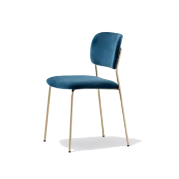 Jazz Side Chair Blue with brass frame DeFrae Contract Furniture