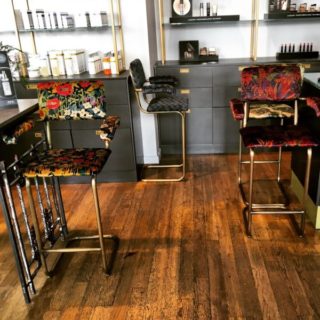 Liberty of London bespoke bar stools by DeFrae Contract Furniture