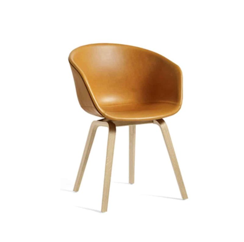 About AAC Armchair at DeFrae Contract Furniture Upholstered Brown Faux Leather Seat Beech Wood frame