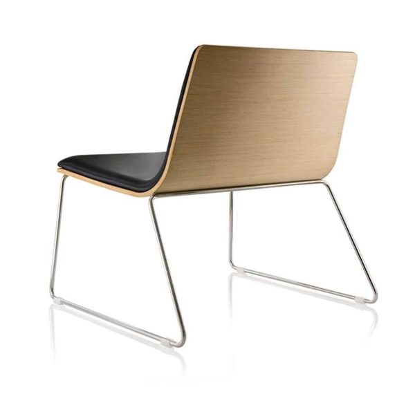 Alma lounge chair amacord blue with sled base DeFrae contract furniture black with plain back