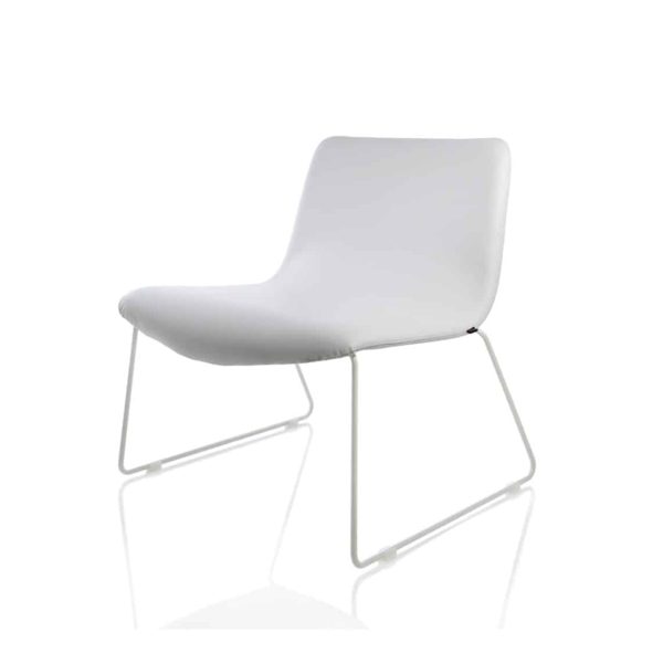 Alma lounge chair amacord blue with sled base DeFrae contract furniture white