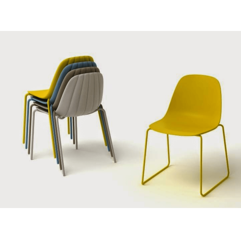Baba Side Chair Outdoor DeFrae Contract Furniture White Yellow Blue Stackable Babah