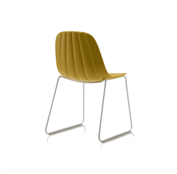 Baba Side Chair Outdoor DeFrae Contract Furniture Yellow Sled Base