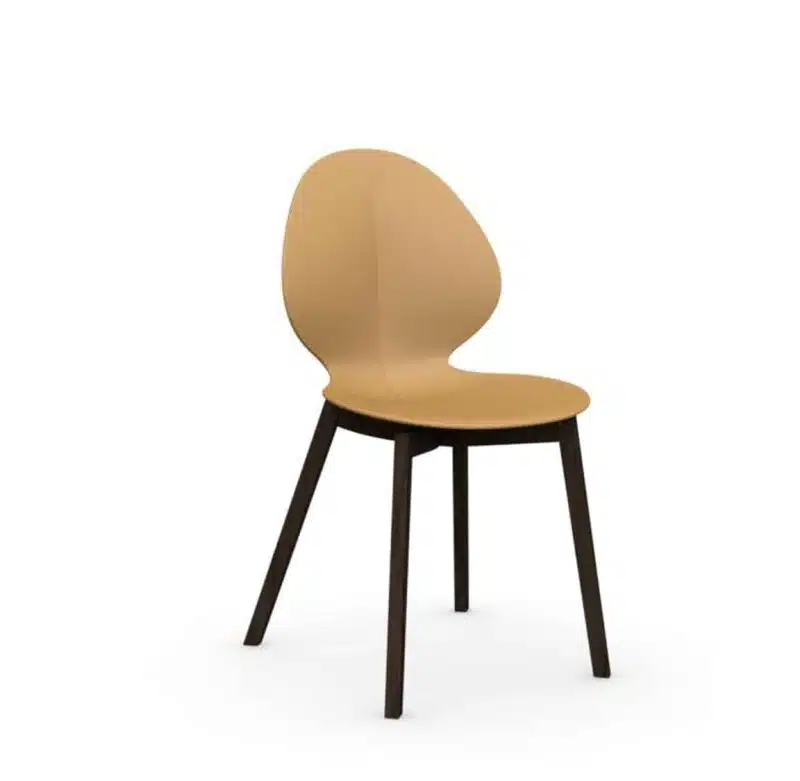 Basil Wood Side Chair Calligaris available from DeFrae Contract Furniture Tan Wenge Frame