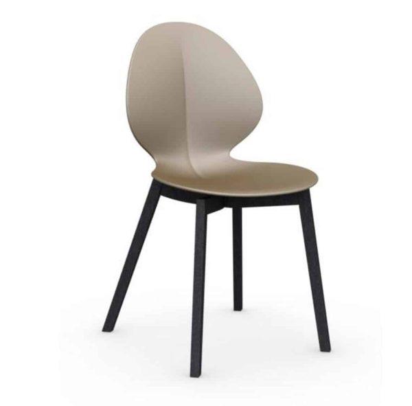 Basil Wood Side Chair Calligaris available from DeFrae Contract Furniture Tan Wenge Frame Light