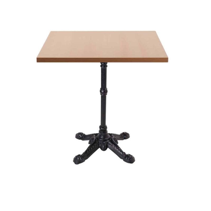 Beech wood premium laminate 25mm table top DeFrae Contract Furniture restaurant bar coffee shop hotel or cafe with bistro base