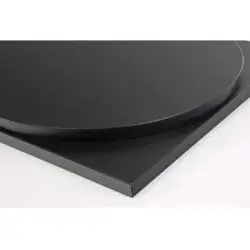 Black premium laminate 25mm table top DeFrae Contract Furniture restaurant bar coffee shop hotel or cafe