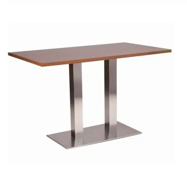 Carlton Stainless Steel Table Base DeFrae Contract Furniture Twin Dining Height Wenge Top