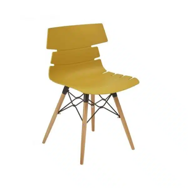 Cavendish Side Chair Wooden Legs DeFrae Contract Furniture Mustard Yellow