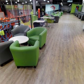 Coffee shop cafe furniture at Rush Trampoline Park by DeFrae Contract Furniture