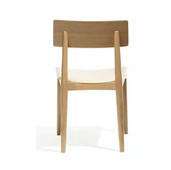 Crack side chair DeFrae Contract Furniture Natural Wood Chair Upholstered Seat Back View