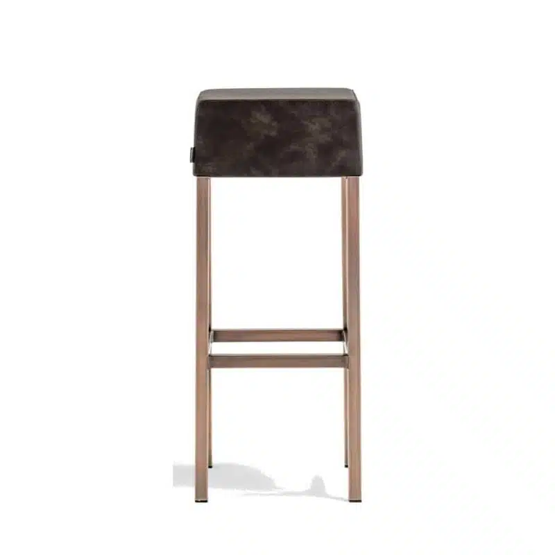 Cube Bar Stool Black Faux Leather With Poilshed Brass Leg Frame Pedrali 4401