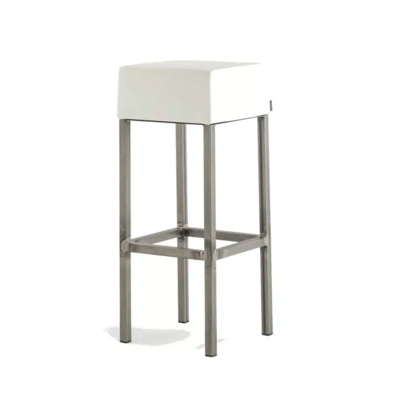 Cube Bar Stool White With Poilshed Brass Leg Frame Pedrali 4401