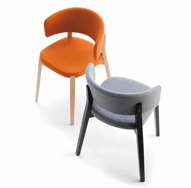 Dixie Armchair Curved Back DeFrae Contract Furniture Orange and Grey