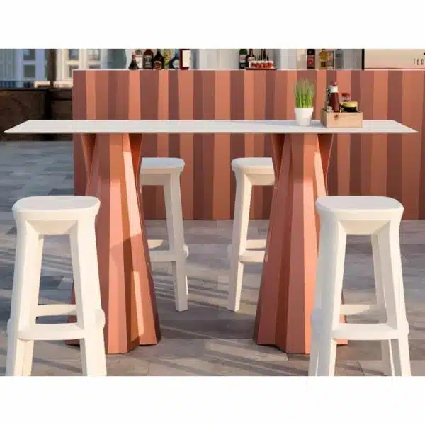 Frozen bar stools outside Plust at DeFrae Contract Furniture White