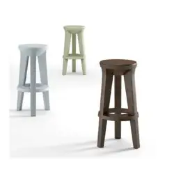 Frozen bar stools outside Plust at DeFrae Contract Furniture round seat