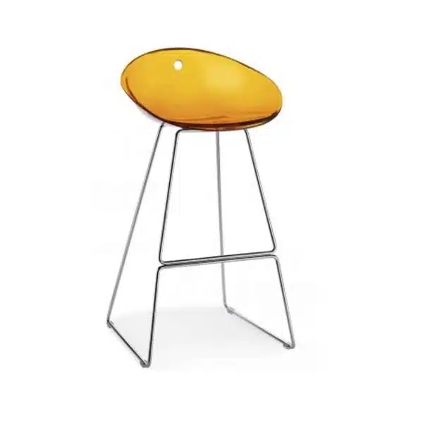 Gliss Bar Stool 906 Yellow Translucent Sled Base Pedrali at DeFrae Contract Furniture