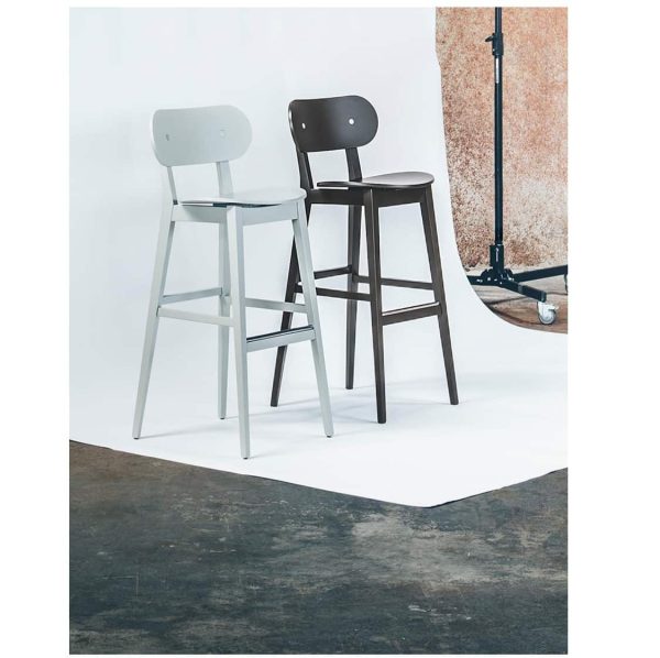 Grady Bar Stool Gradisca Billiani Wooden DeFrae Contract Furniture Black and White