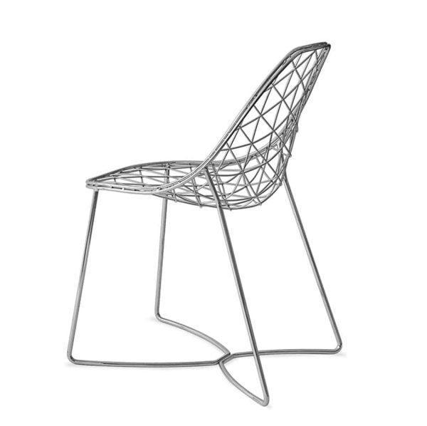 Gumdrop Chair Wire Outdoor chair DeFrae Contract Furniture Chrome Back View