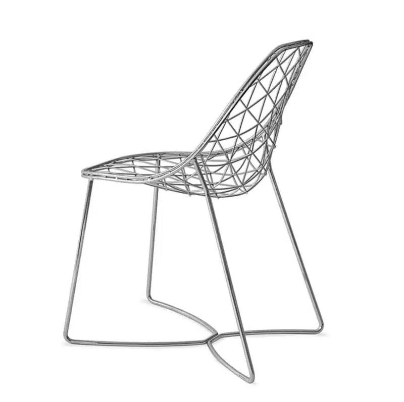 Gumdrop Chair Wire Outdoor chair DeFrae Contract Furniture Chrome Back View