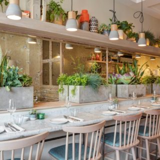 Restaurant furniture by DeFrae Contract Furniture at Lorne Restaurant London.