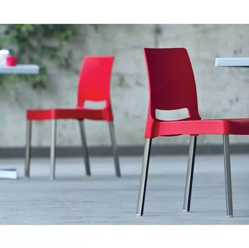 Joi Side Chair Pedrali at DeFrae Contract Furniture Red in situ