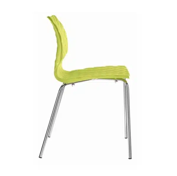Kai Side Chair Uni 550 Et Al Metal Frame DeFrae Contract Furniture Lime Green With Chrome Frame