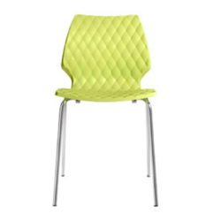 Kai Side Chair Uni 550 Et Al Metal Frame DeFrae Contract Furniture Lime Green With Chrome Frame Front