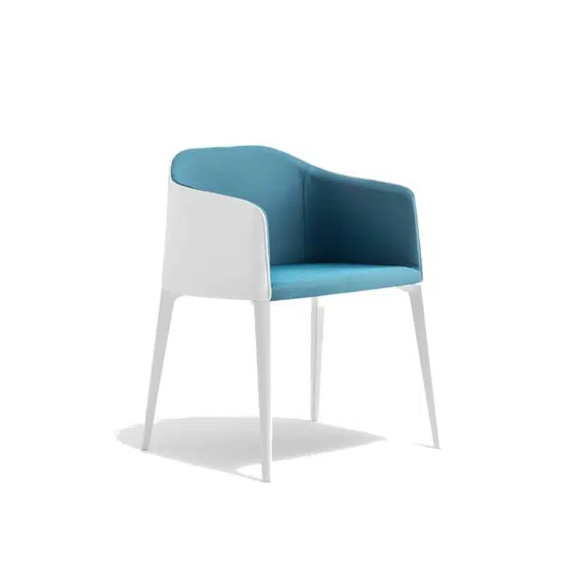 Laja Armchair Pedrali DeFrae Contract Furniture blue with white legs