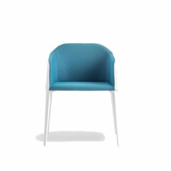 Laja Armchair Pedrali DeFrae Contract Furniture blue with white legs front view