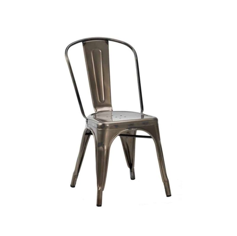 Leon Side Chair Industrial French Bistro Tolix A Gun Metal