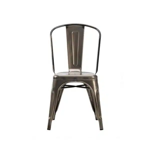 Leon Side Chair Industrial French Bistro Tolix A Gun Metal Front View