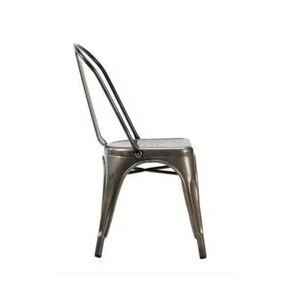 Leon Side Chair Industrial French Bistro Tolix A Gun Metal Side View