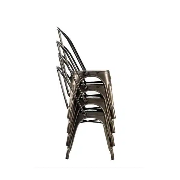 Leon Side Chair Industrial French Bistro Tolix A Gun Metal Stackable