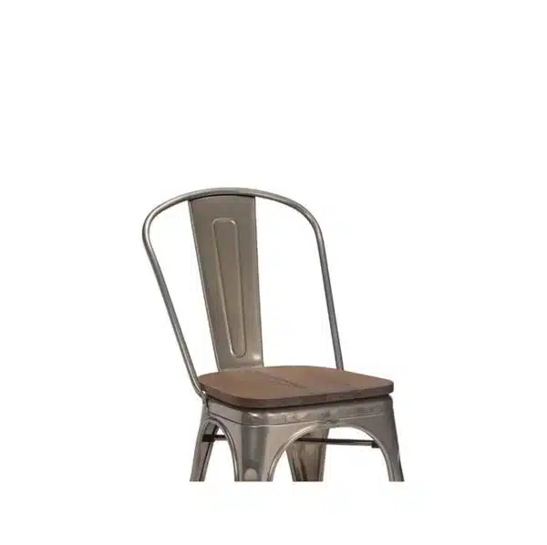 Leon Side Chair Industrial French Bistro Tolix A Gun Metal Wooden Seat]