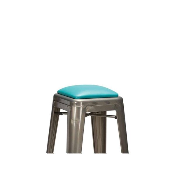 Leon bar stool Industrial French Bistro Tolix A Gun Metal Wrapped Upholstered Seat