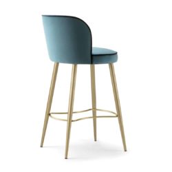 Manhattan Bar Stool with Brass legs velvet Candy by DeFrae Contract Furniture side