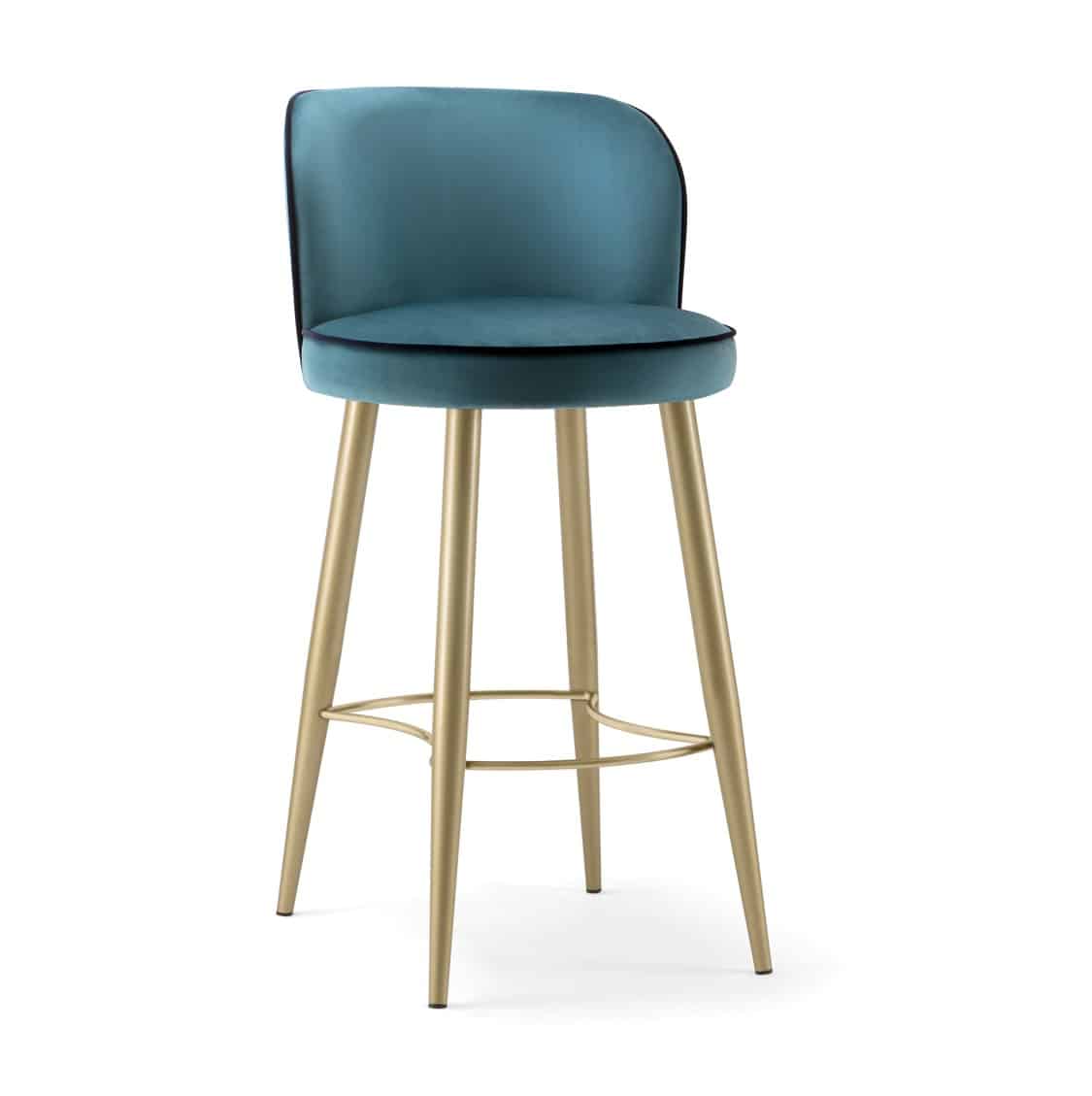 Manhattan Bar Stool with Brass legs velvet Candy by DeFrae Contract Furniture