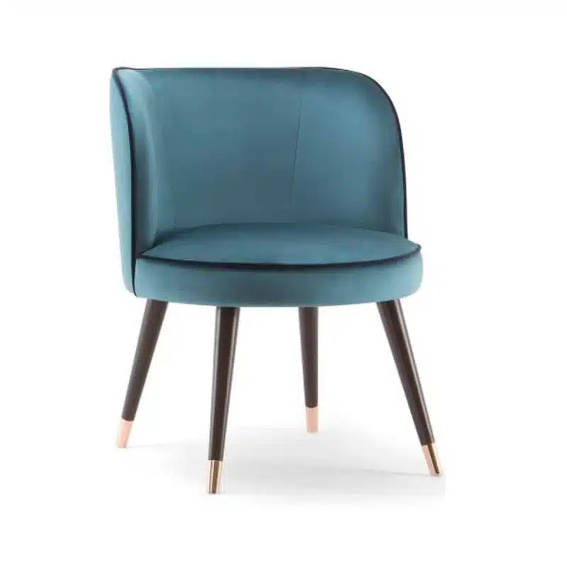 Manhattan Armchair Chair with Brass shoes velvet Candy by DeFrae Contract Furniture