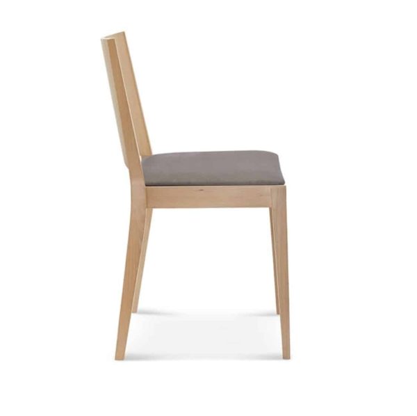 Miami Side Chair A-0707 Wooden Restaurant Chair DeFrae Contract Furniture Upholstered Seat Side View