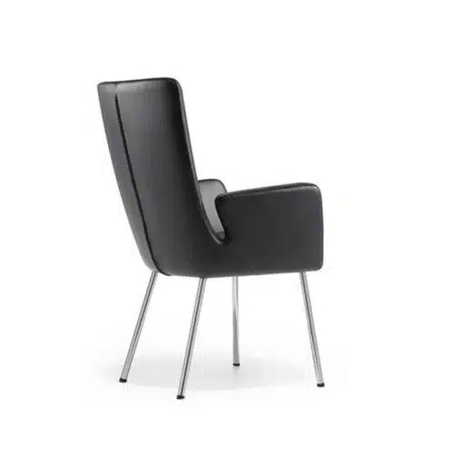 Milas Armchair Metal Legs DeFrae Contract Furniture Black Faux Leather