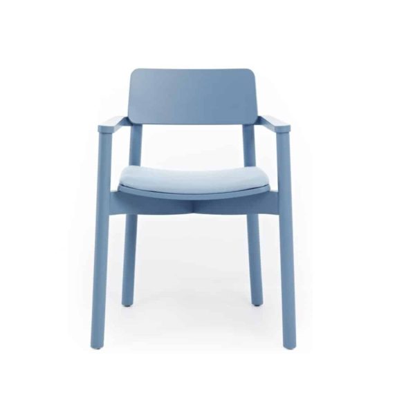 Mine Armchair Wooden Upholstered Seat Blue DeFrae Contract Furniture