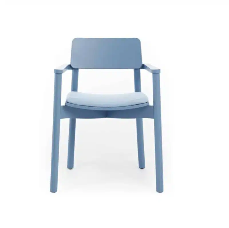 Mine Armchair Wooden Upholstered Seat Blue DeFrae Contract Furniture