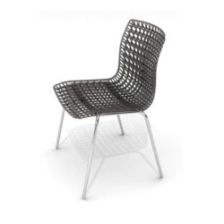 Moire side chair stackable recyclable seat black
