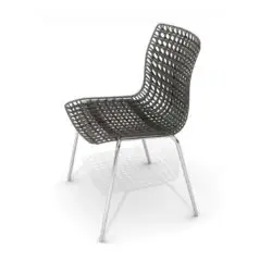Moire side chair stackable recyclable seat black