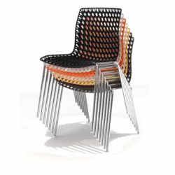 Moire side chair stackable recyclable seat stack up to 10