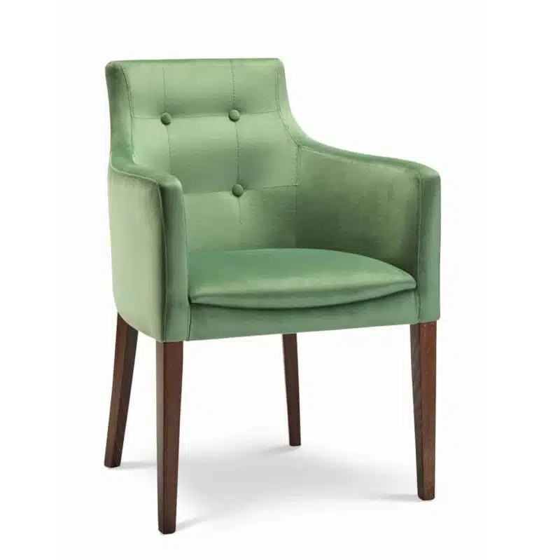 Nina armchair button back with classic legs at DeFrae Contract Furniture