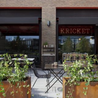 Outside restaurant furniture at Kricket Soho by DeFrae Contract Furniture