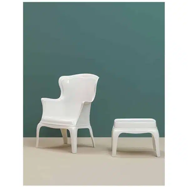 Pasha 660 Armchair Pedrali at DeFrae Contract Furniture White with footstool