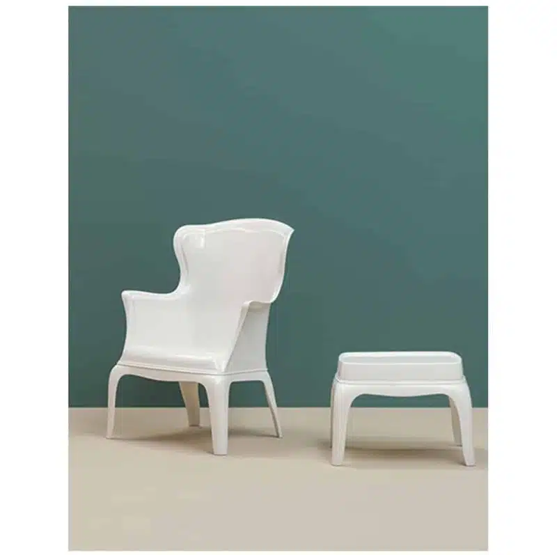 Pasha 660 Armchair Pedrali at DeFrae Contract Furniture White with footstool